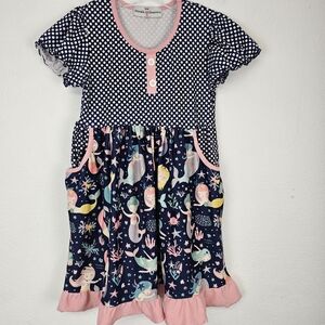 Adorable Sweetness Girls Mermaid Dress Cotton Knit Ruffles Sz 8